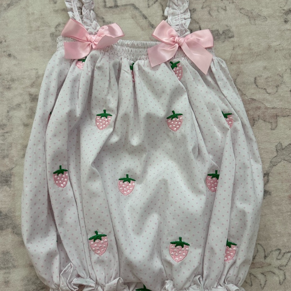 Lillie & Lilah Strawberry Romper with Bows